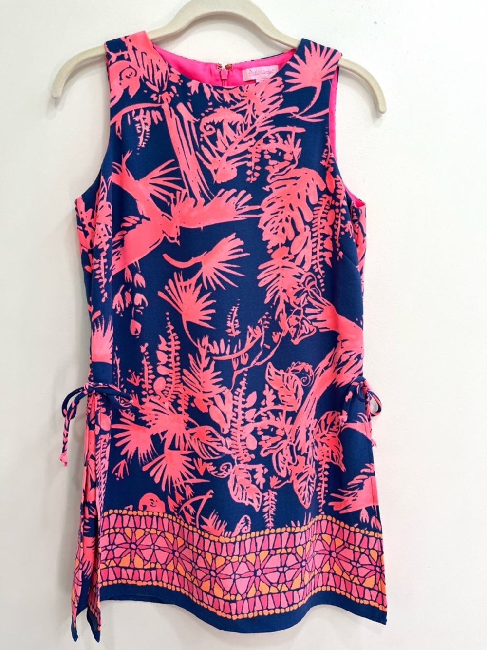 Lilly Pulitzer Donna Shift Romper Indigo Night Caw Sleeveless Skorts Blue Pink 2